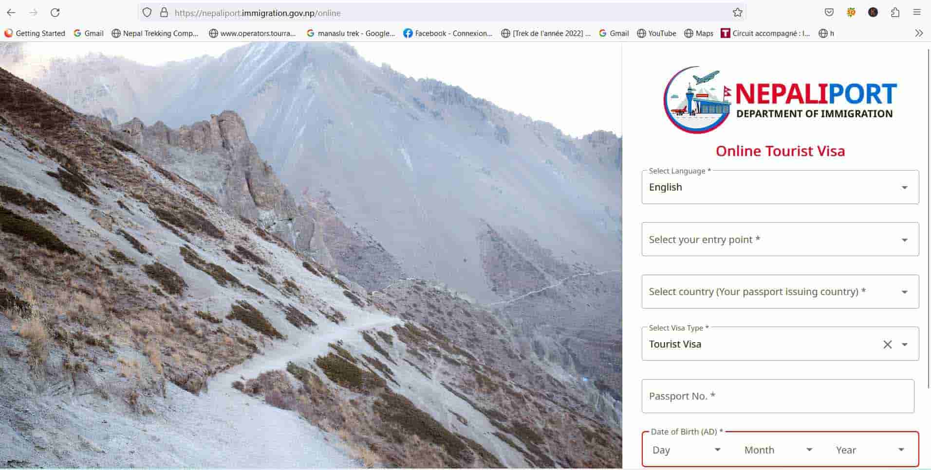 Nepal Online Tourist Visa Application